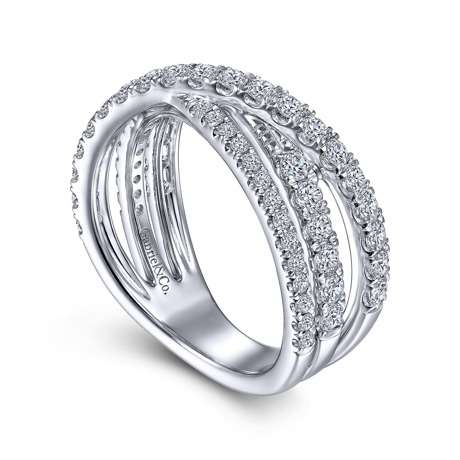 Gabriel & Co. 14K White Gold Diamond Criss Cross Ring