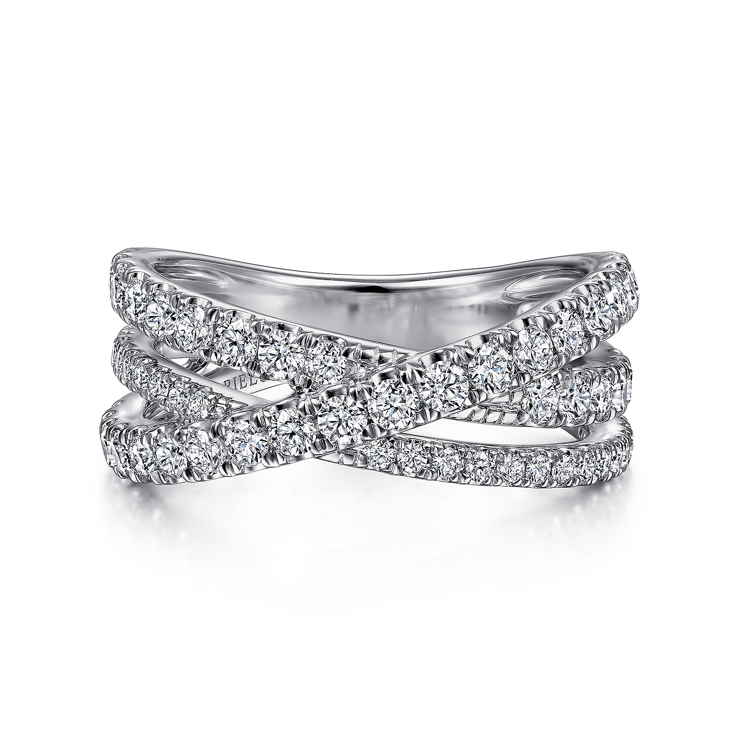 Gabriel & Co. 14K White Gold Diamond Criss Cross Ring