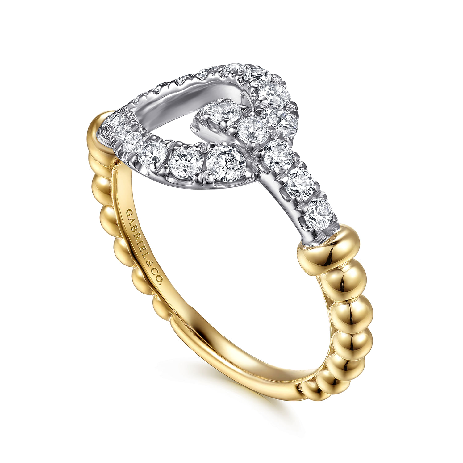 Gabriel & Co. 14K Two-Tone Bujukan & Diamond Horseshoe Buckle Ring