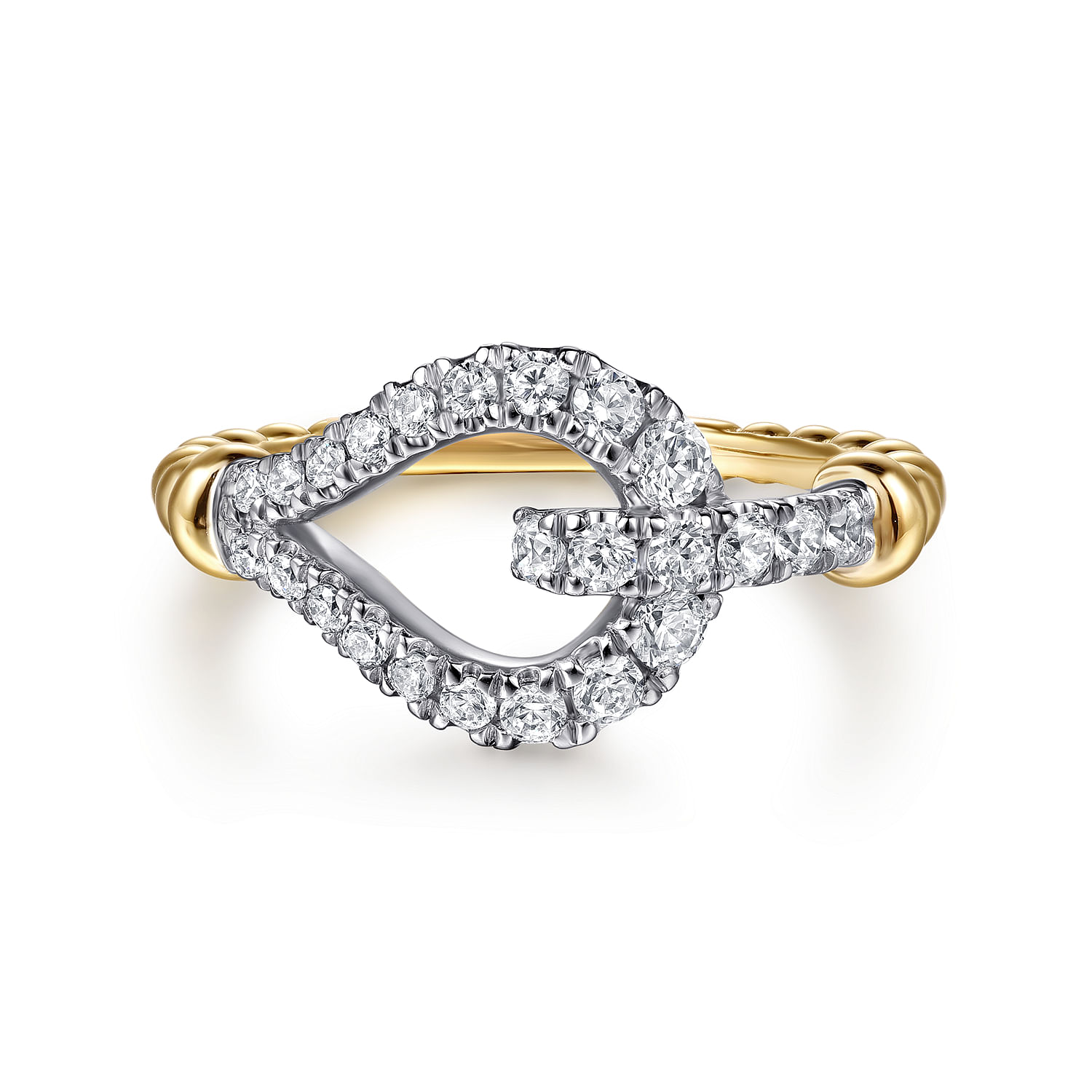Gabriel & Co. 14K Two-Tone Bujukan & Diamond Horseshoe Buckle Ring