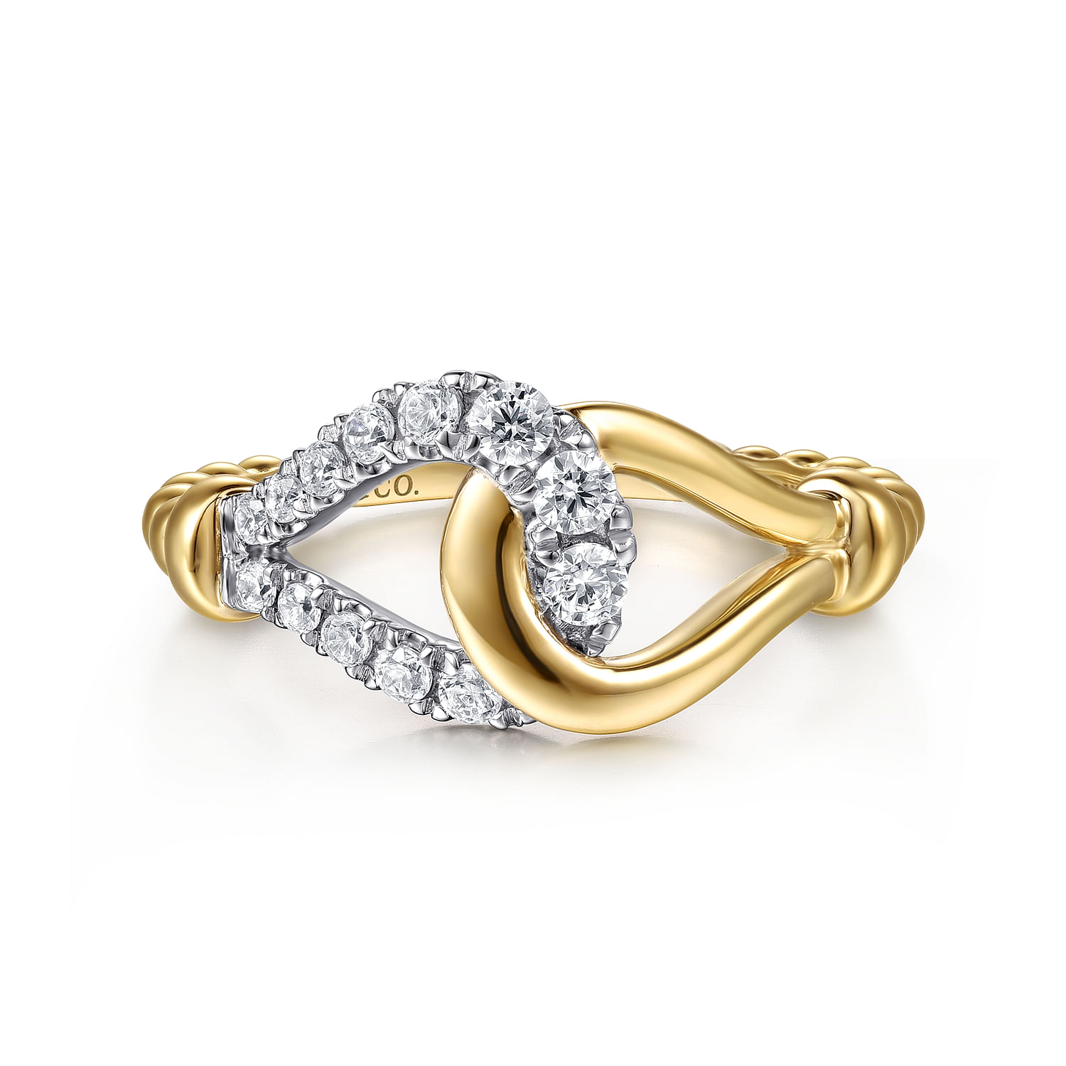 Gabriel & Co. 14K Two-Tone Bujukan & Diamond Horseshoe Link Ring