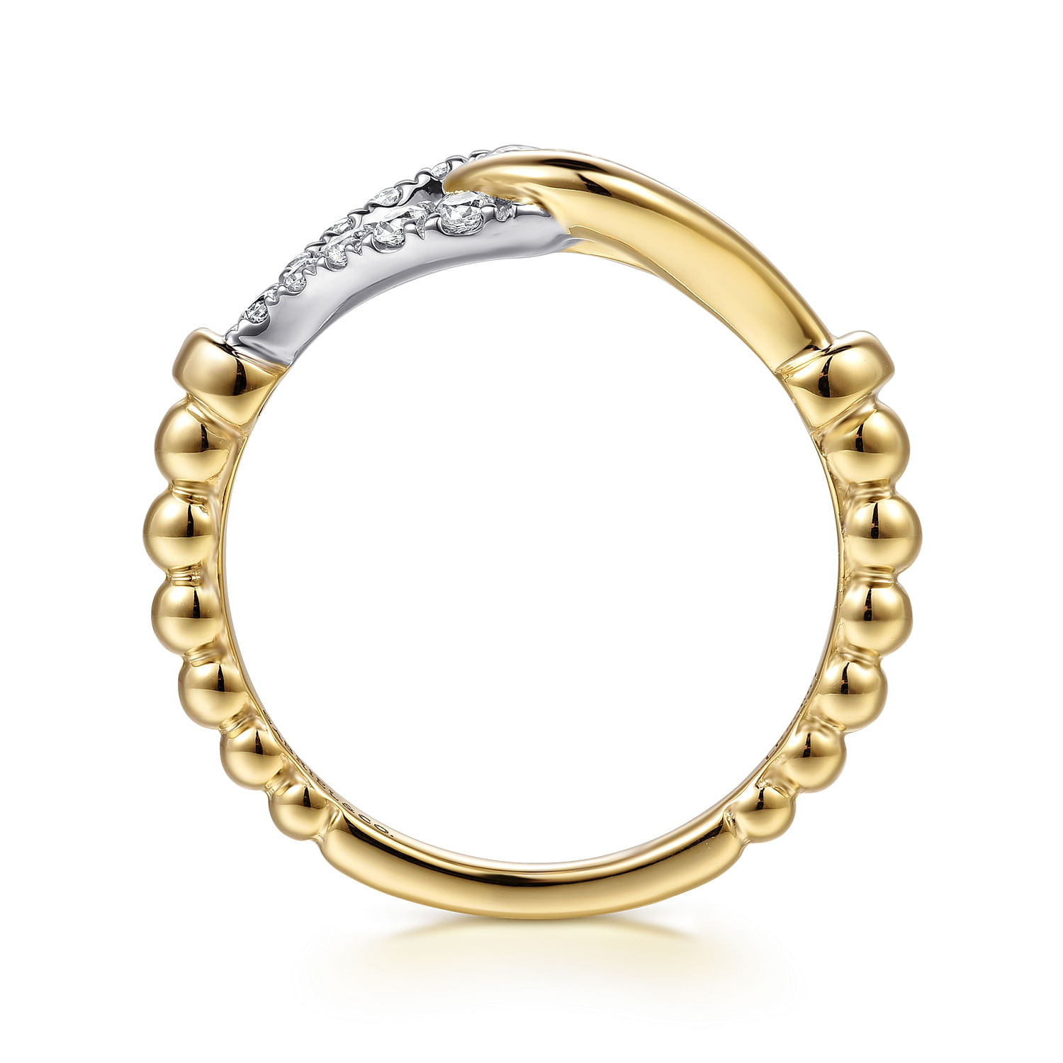 Gabriel & Co. 14K Two-Tone Bujukan & Diamond Horseshoe Link Ring