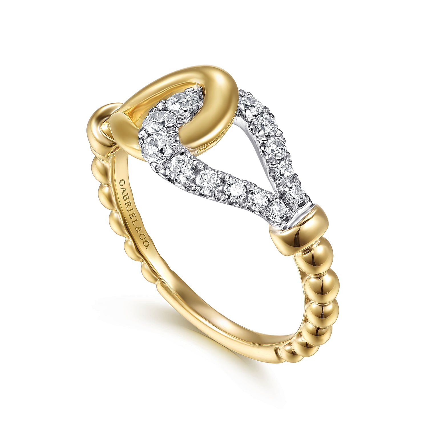 Gabriel & Co. 14K Two-Tone Bujukan & Diamond Horseshoe Link Ring