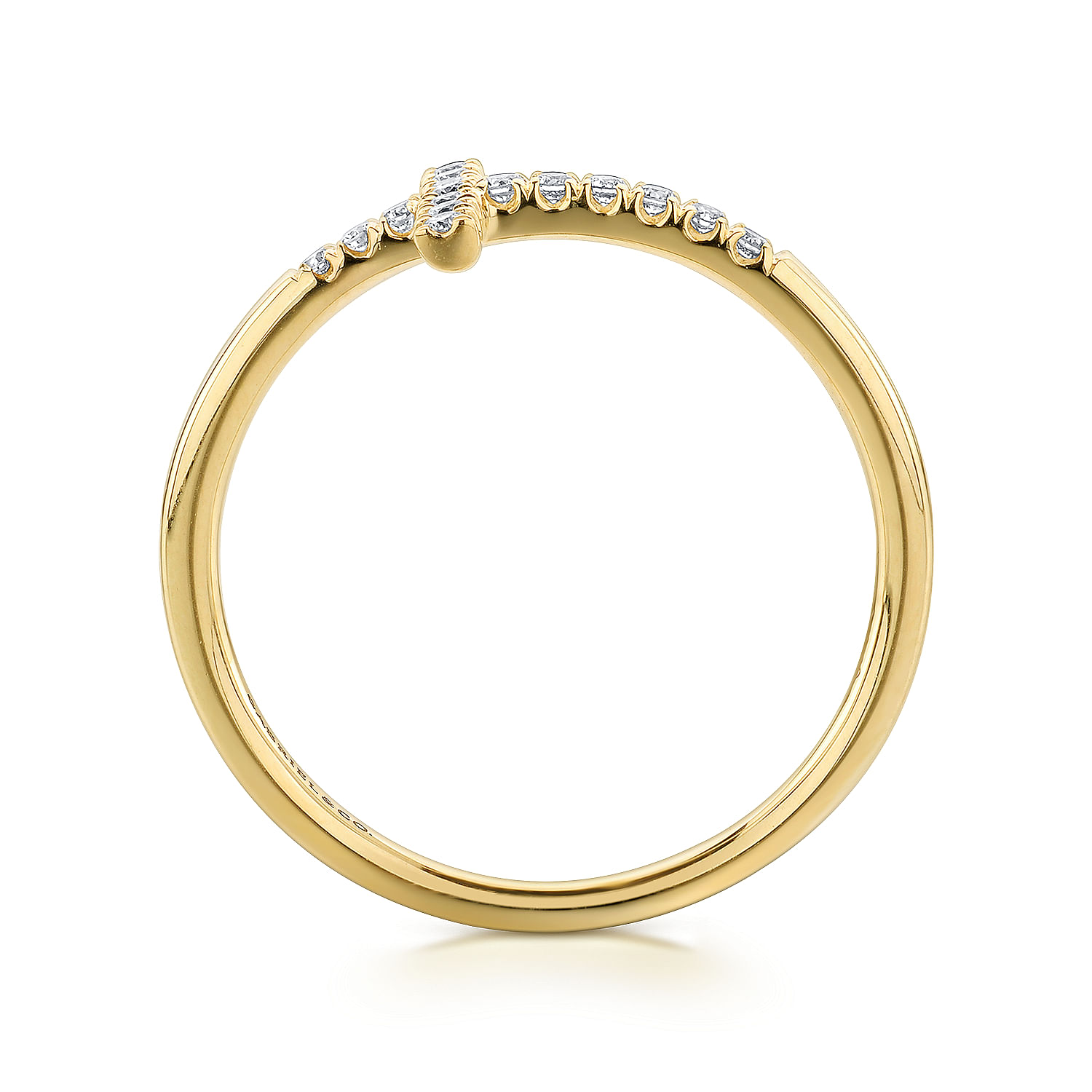Gabriel & Co. 14K Yellow Gold Sideways Diamond Cross Ring