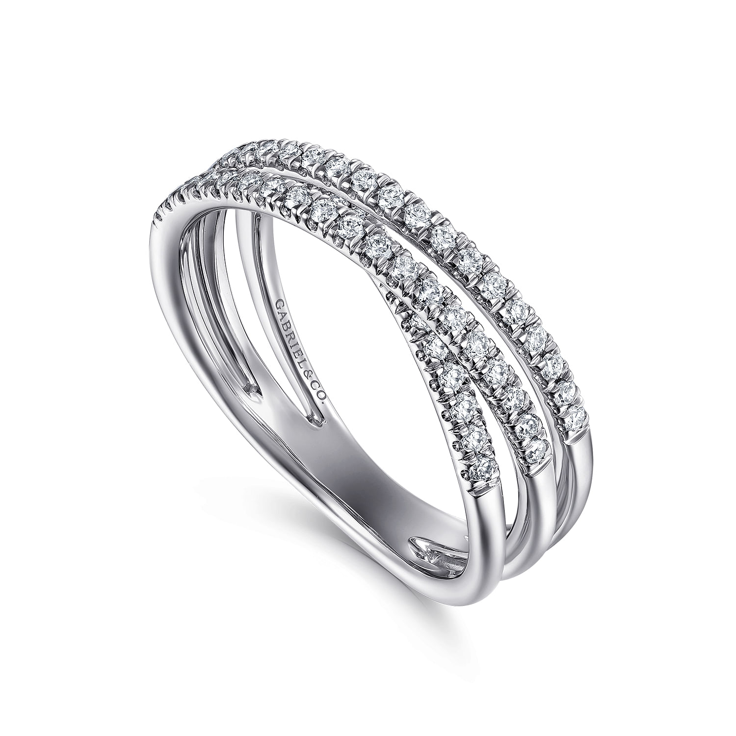 Gabriel & Co. 14K White Gold Diamond Criss-Cross Ring