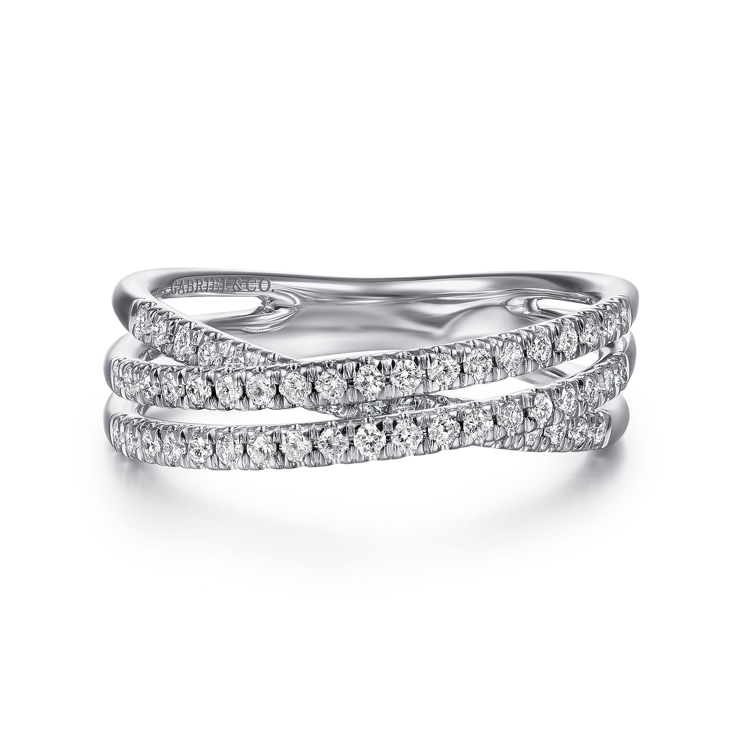 Gabriel & Co. 14K White Gold Diamond Criss-Cross Ring