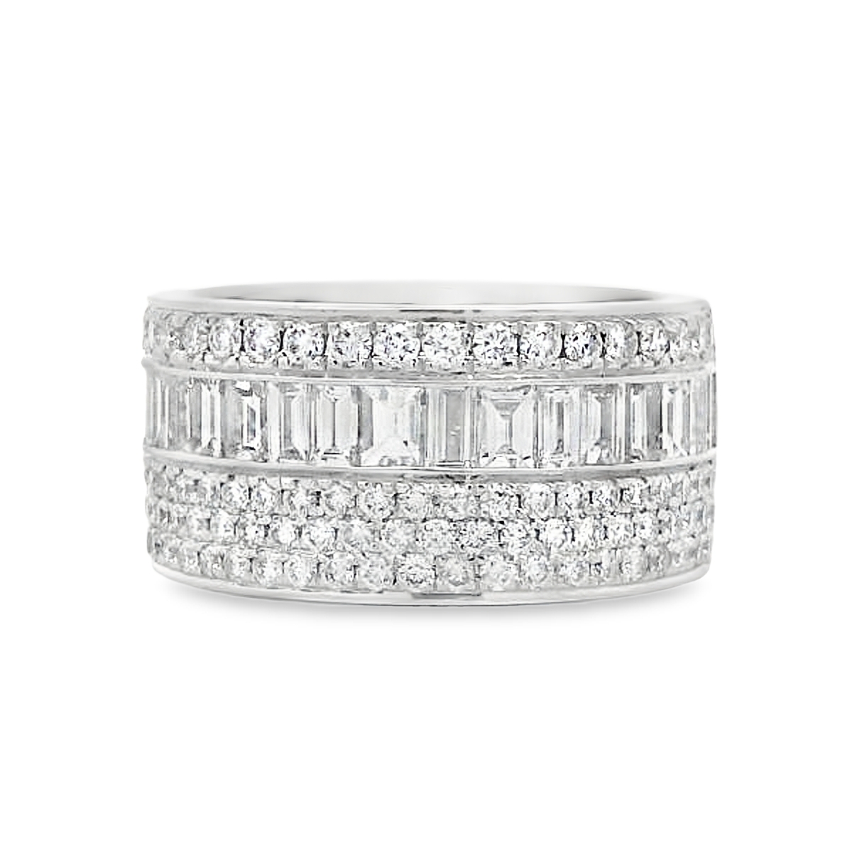 18K White Gold Wide Diamond Cigar Band