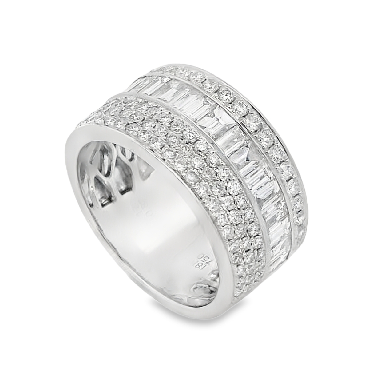 18K White Gold Wide Diamond Cigar Band