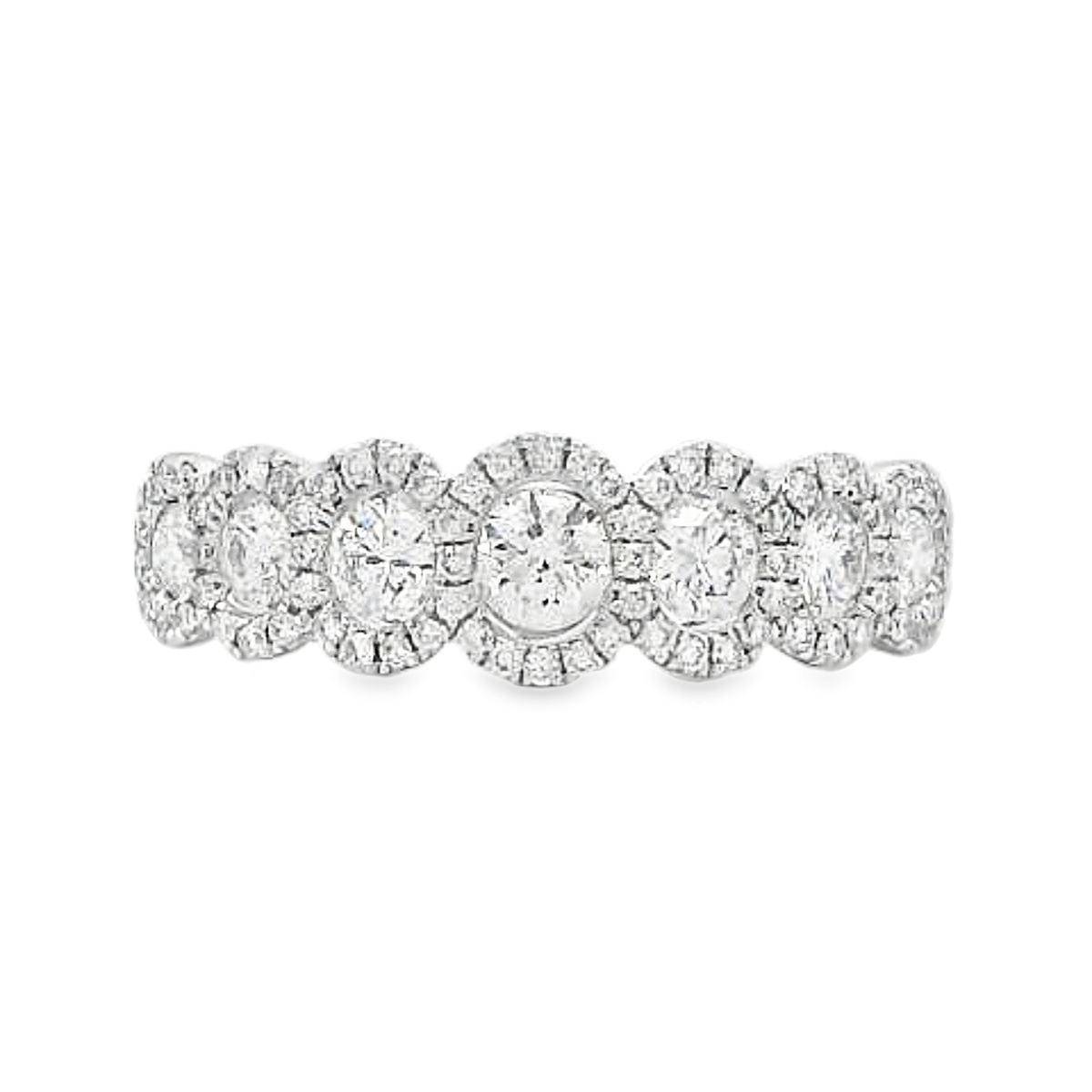 18K White Gold Diamond Twist Halo Clusters Ring