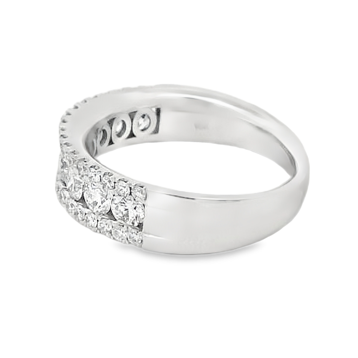 18K White Gold 3-Row Diamond Band