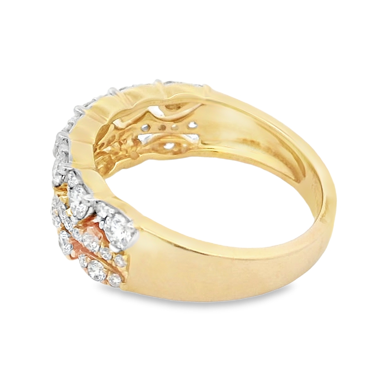18K Yellow Gold Various Diamond Rows Ring