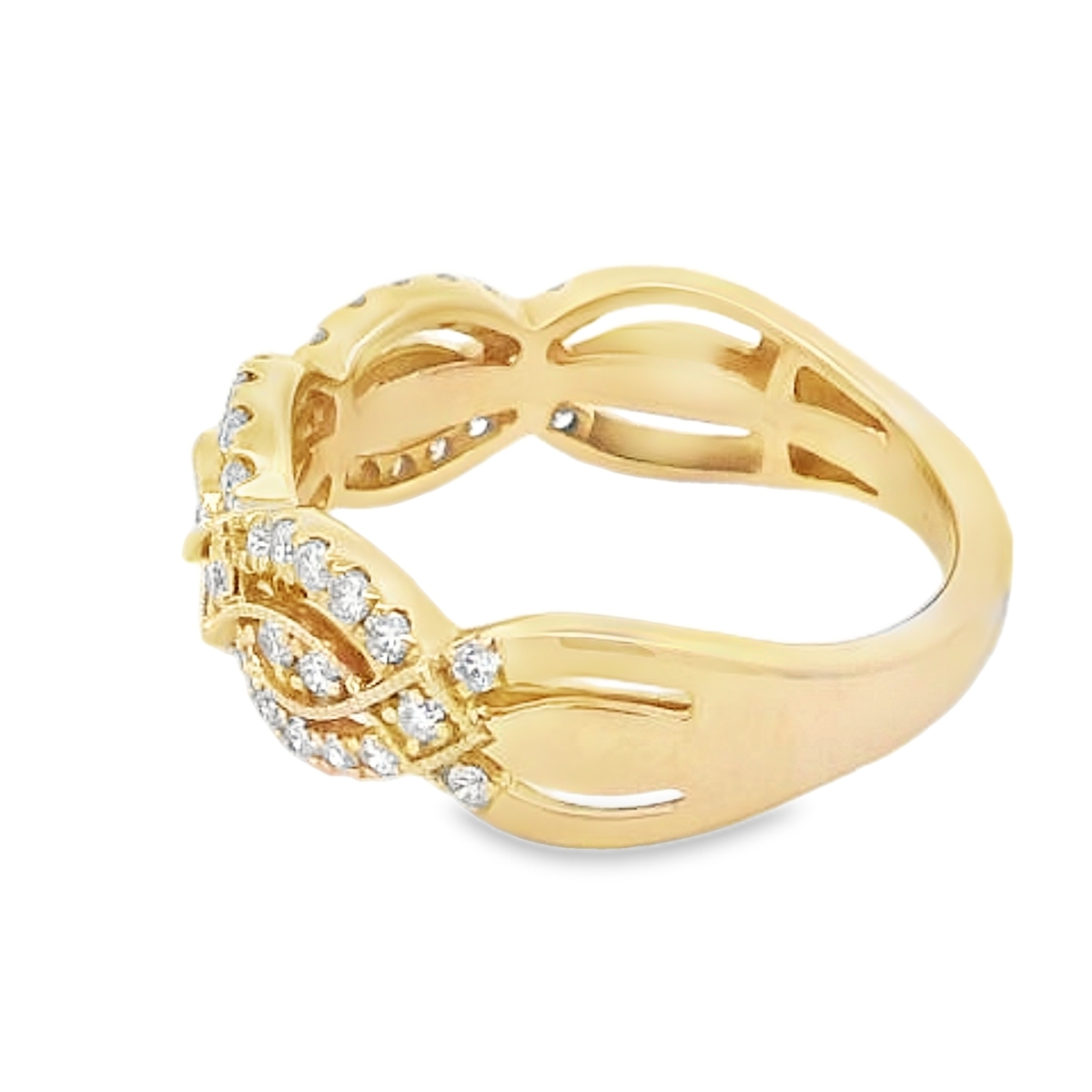 18K Yellow Gold Milgrain Twist Diamond Ring