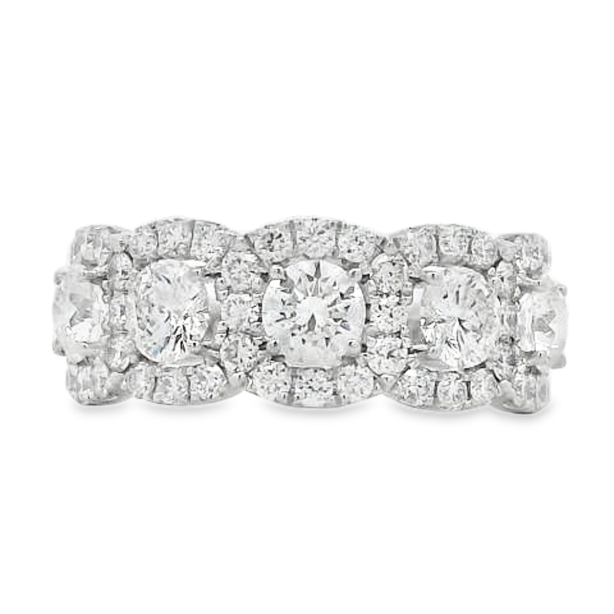 18K White Gold Large Diamond Twist Halo Ring