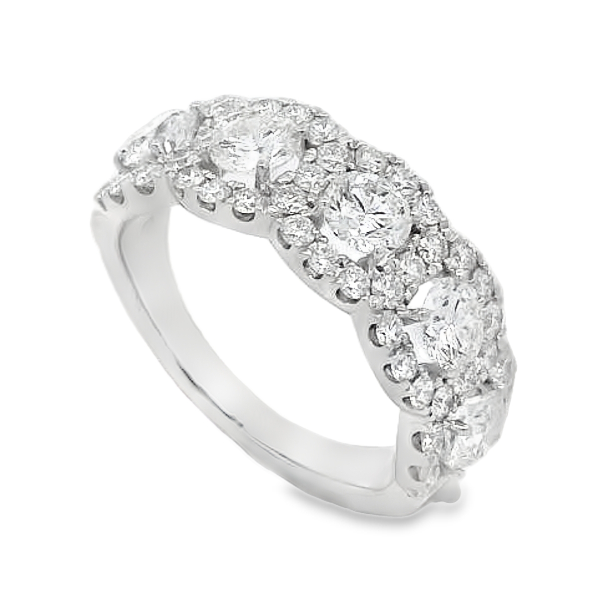 18K White Gold Large Diamond Twist Halo Ring