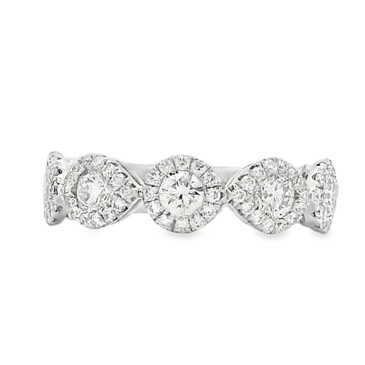 18K White Gold Multi-Shape Halos Diamond Ring