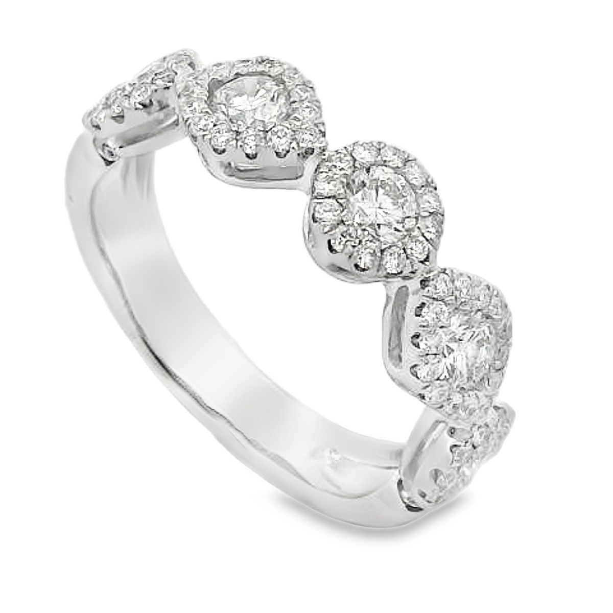 18K White Gold Multi-Shape Halos Diamond Ring