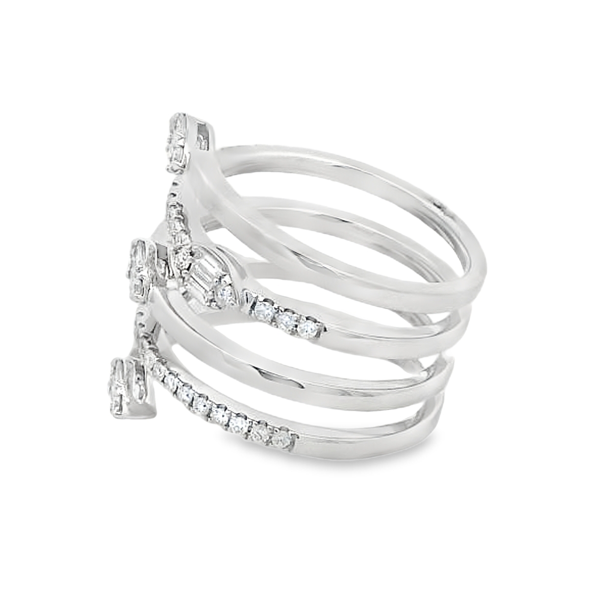 18K White Gold Spiral Marquise Cluster Diamond Ring