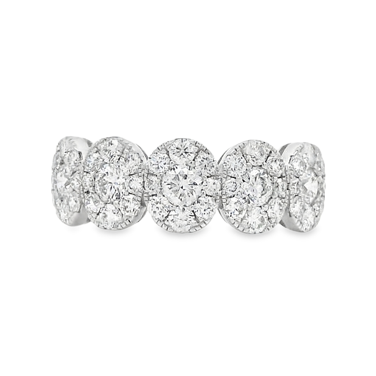 18K White Gold 5-Cluster Diamond Ring
