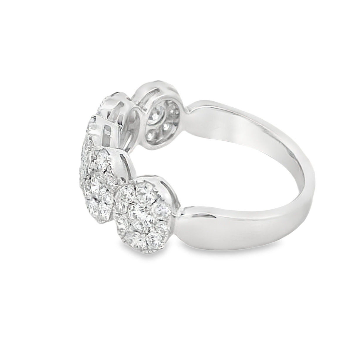 18K White Gold 5-Cluster Diamond Ring