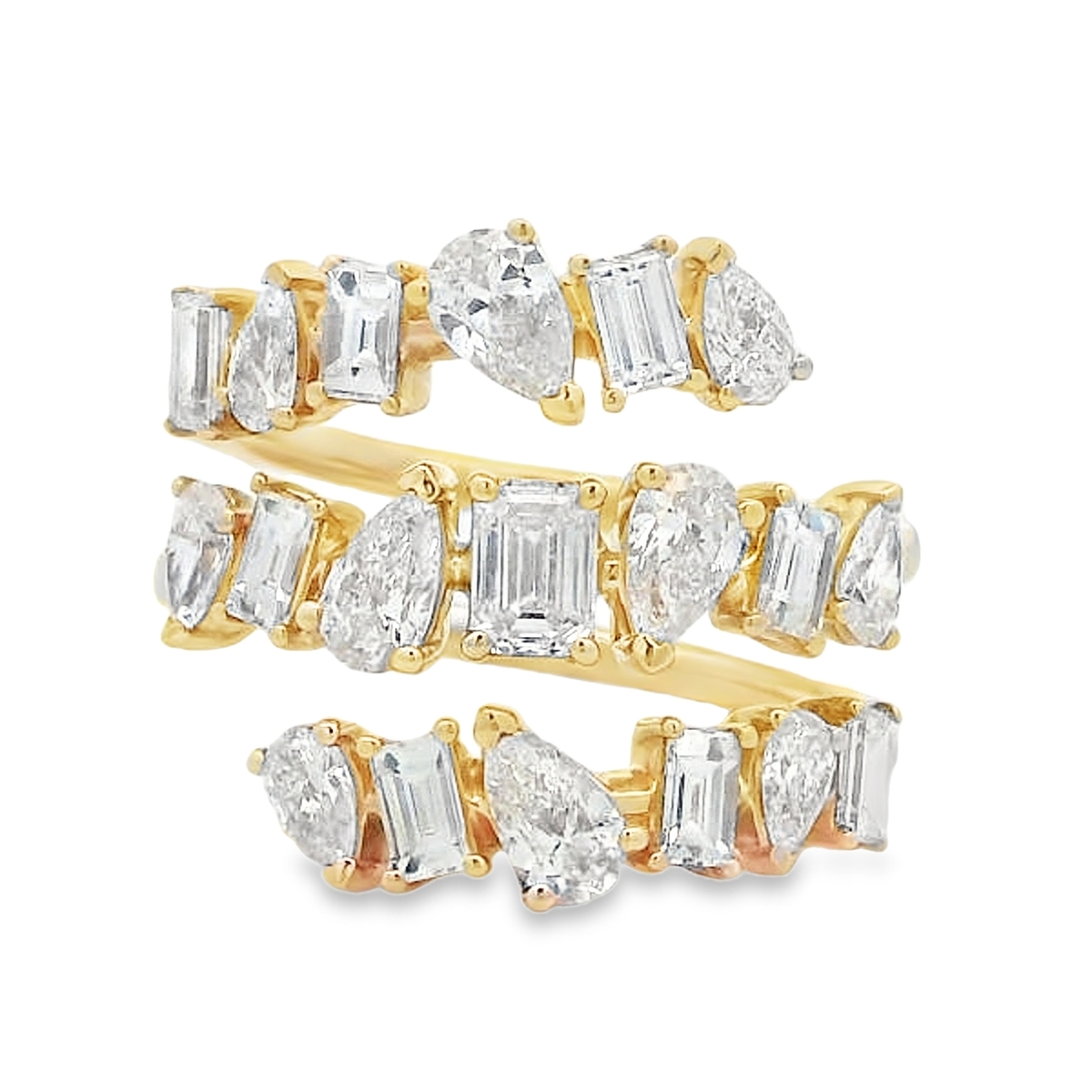 18K Yellow Gold Mix-Shape Diamond Wrap Ring