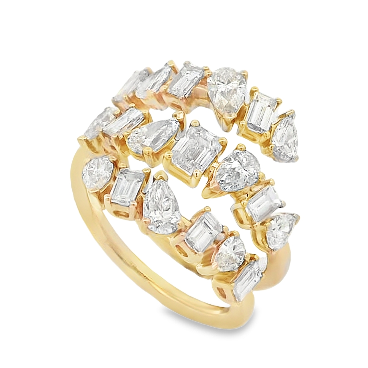 18K Yellow Gold Mix-Shape Diamond Wrap Ring