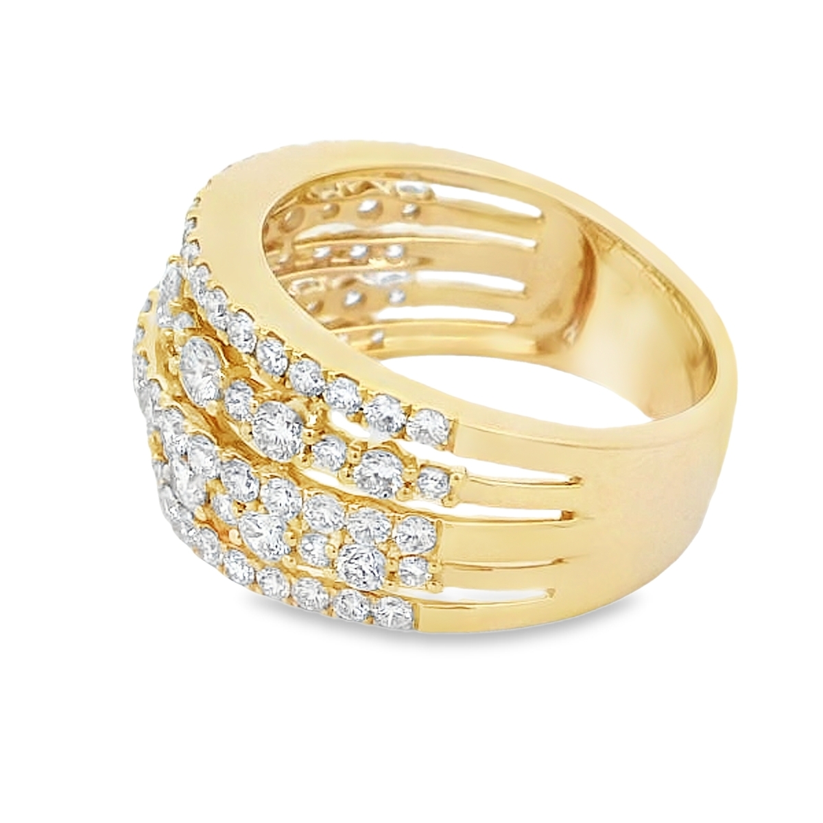 18K Yellow Gold 5-Row Diamond Ring
