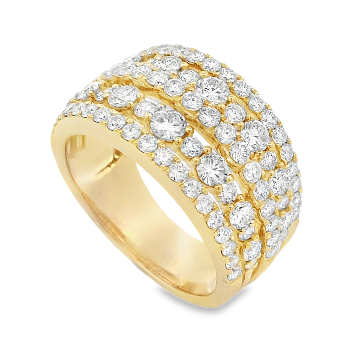 18K Yellow Gold 5-Row Diamond Ring