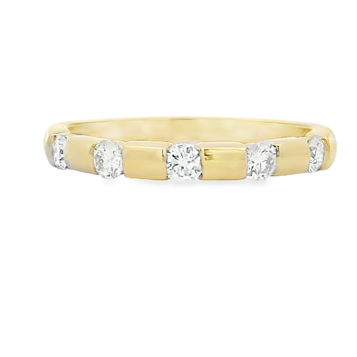 18K Yellow Gold Diamond Tension-Set Station Polished Band