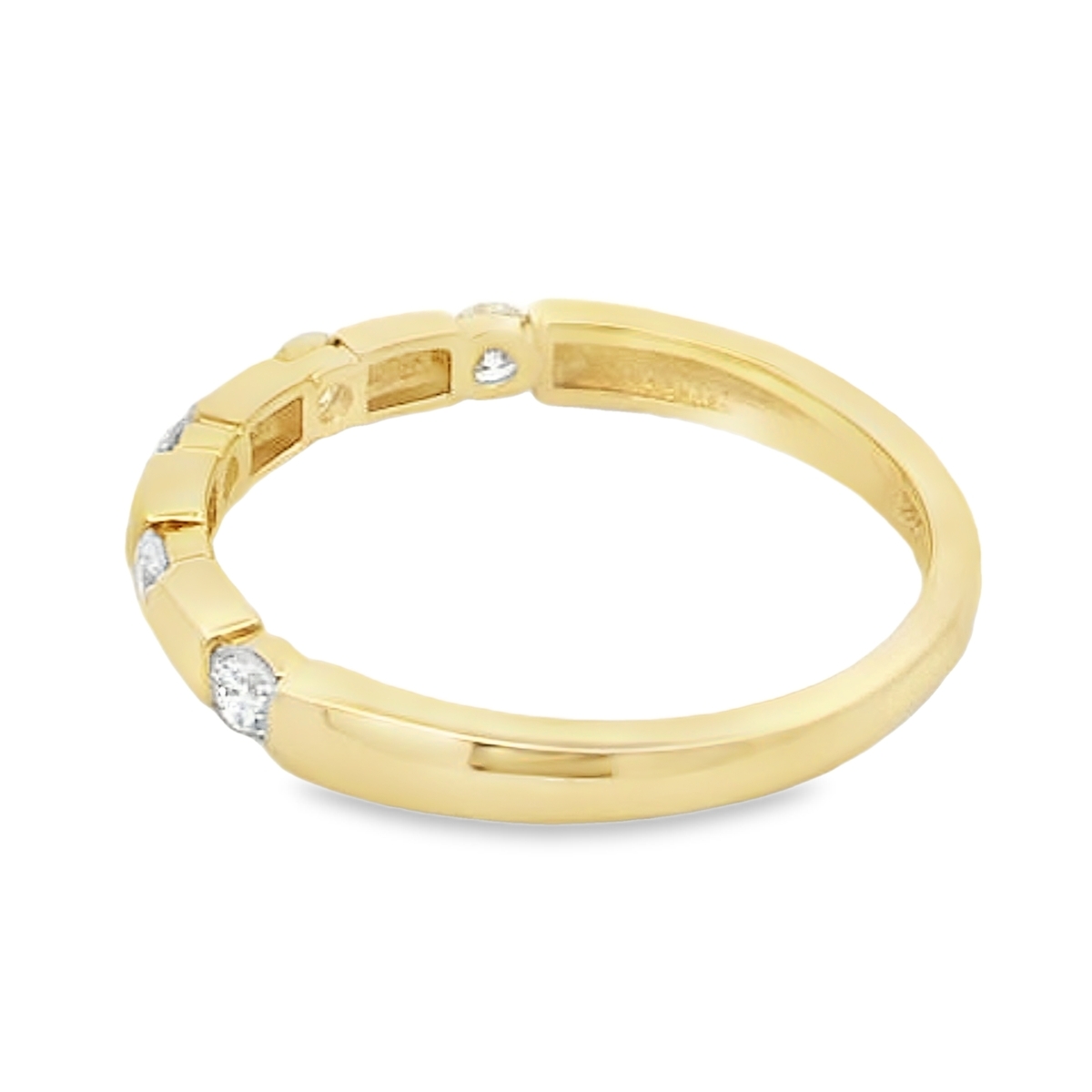 18K Yellow Gold Diamond Tension-Set Station Polished Band