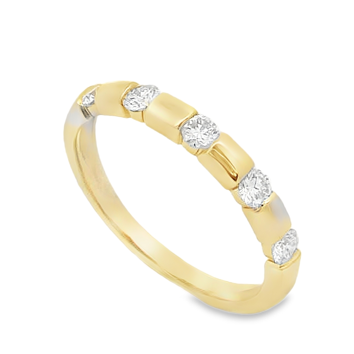 18K Yellow Gold Diamond Tension-Set Station Polished Band