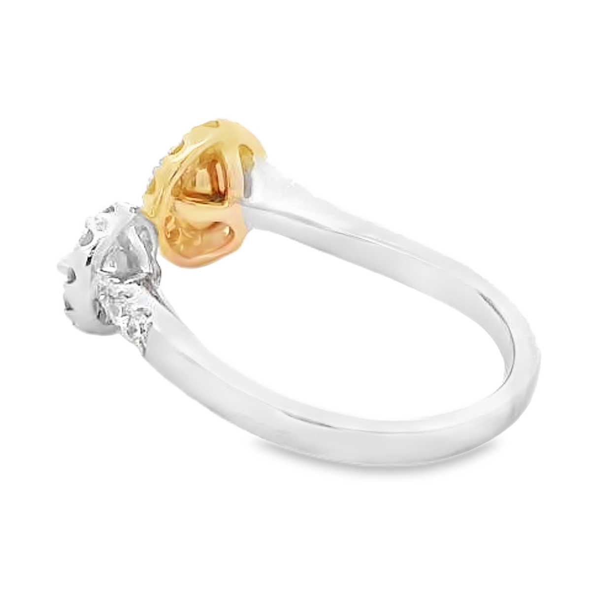 18K Two-Tone Yellow Diamond Bypass Ring