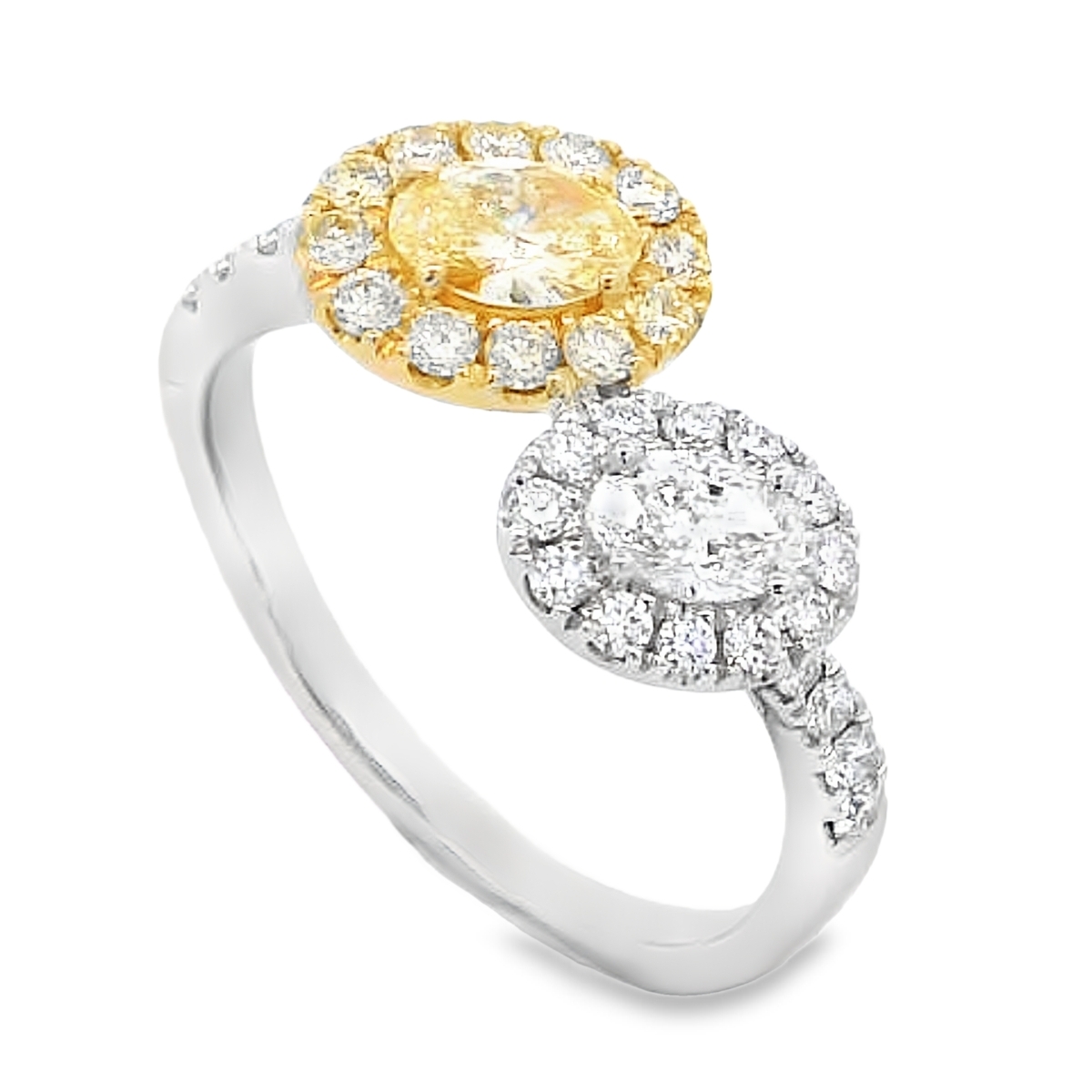 18K Two-Tone Yellow Diamond Bypass Ring