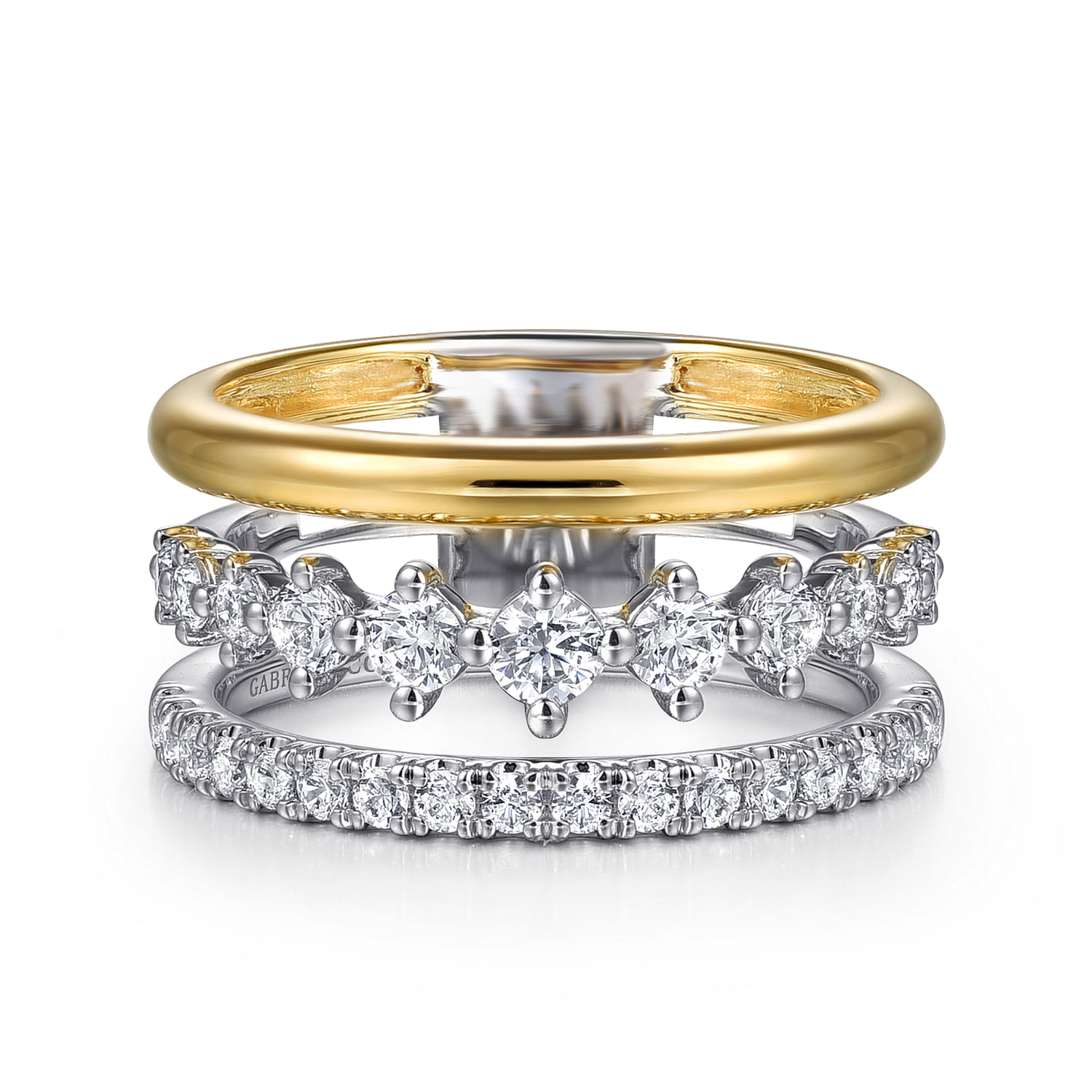 Gabriel & Co. 14K Two-Tone Graduating Diamond Stackable Ring