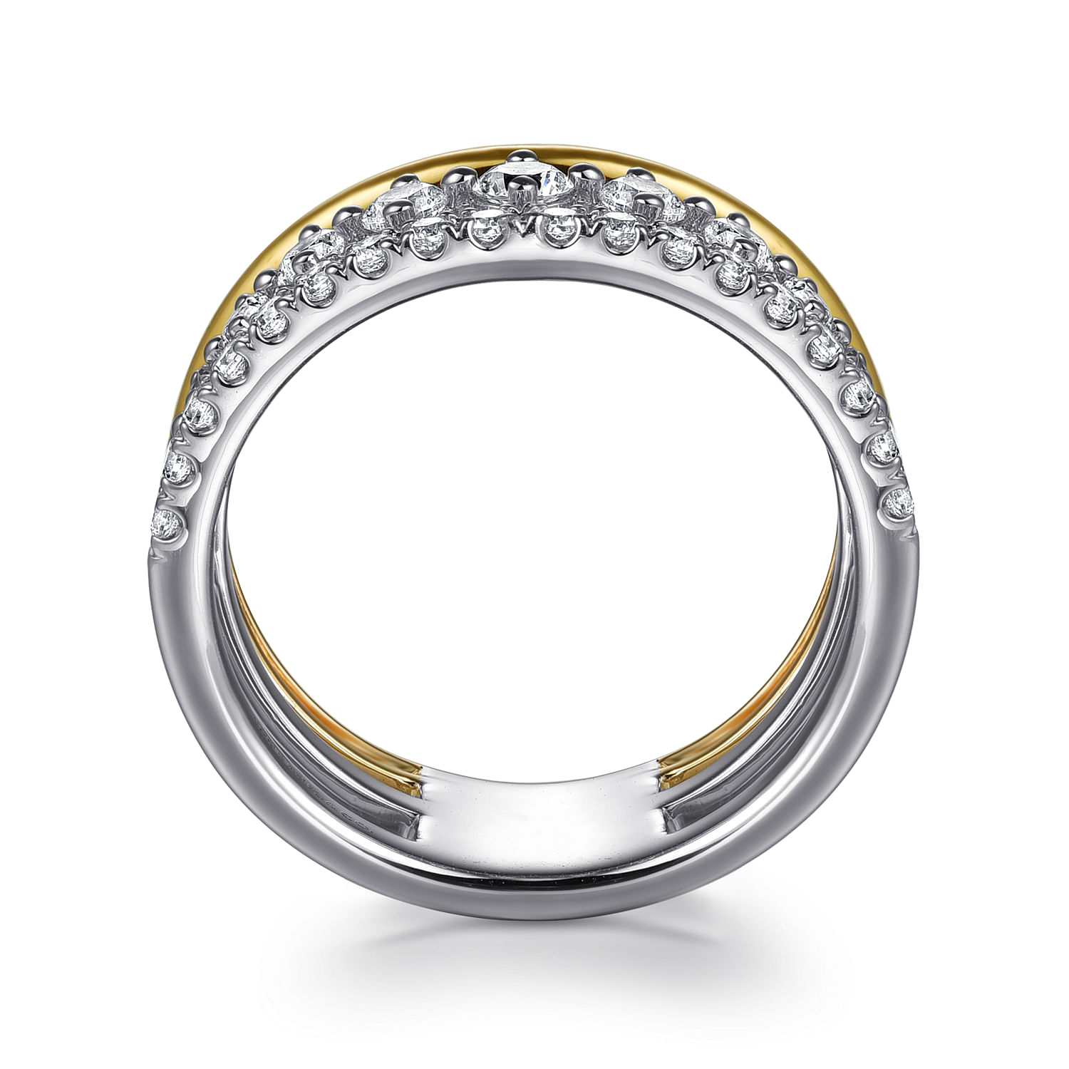Gabriel & Co. 14K Two-Tone Graduating Diamond Stackable Ring