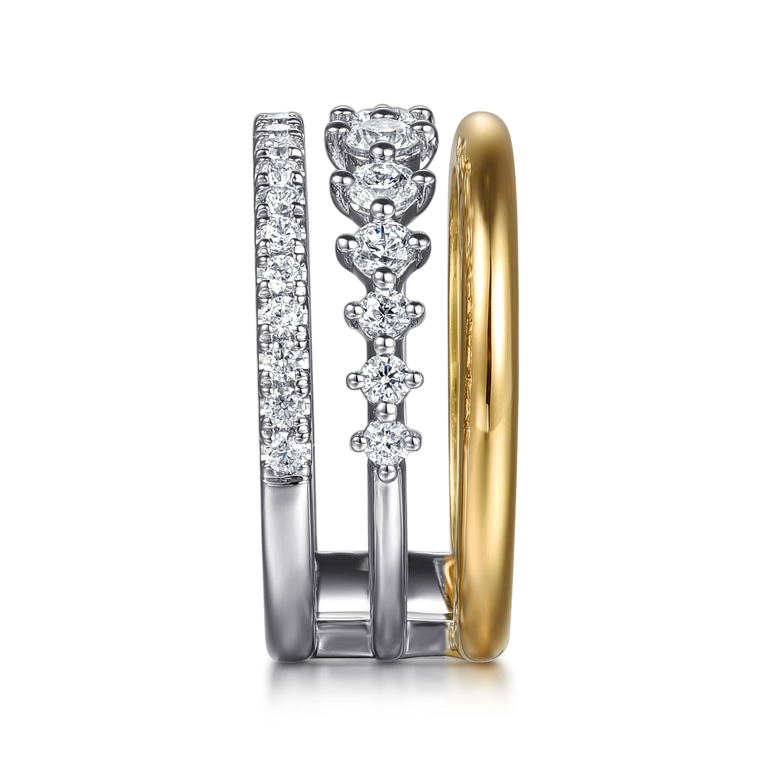 Gabriel & Co. 14K Two-Tone Graduating Diamond Stackable Ring