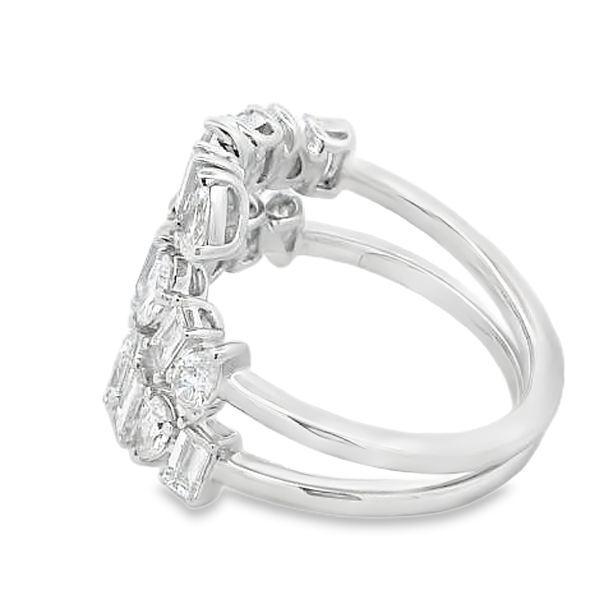 18K White Gold Mix-Shape Diamond Wrap Ring