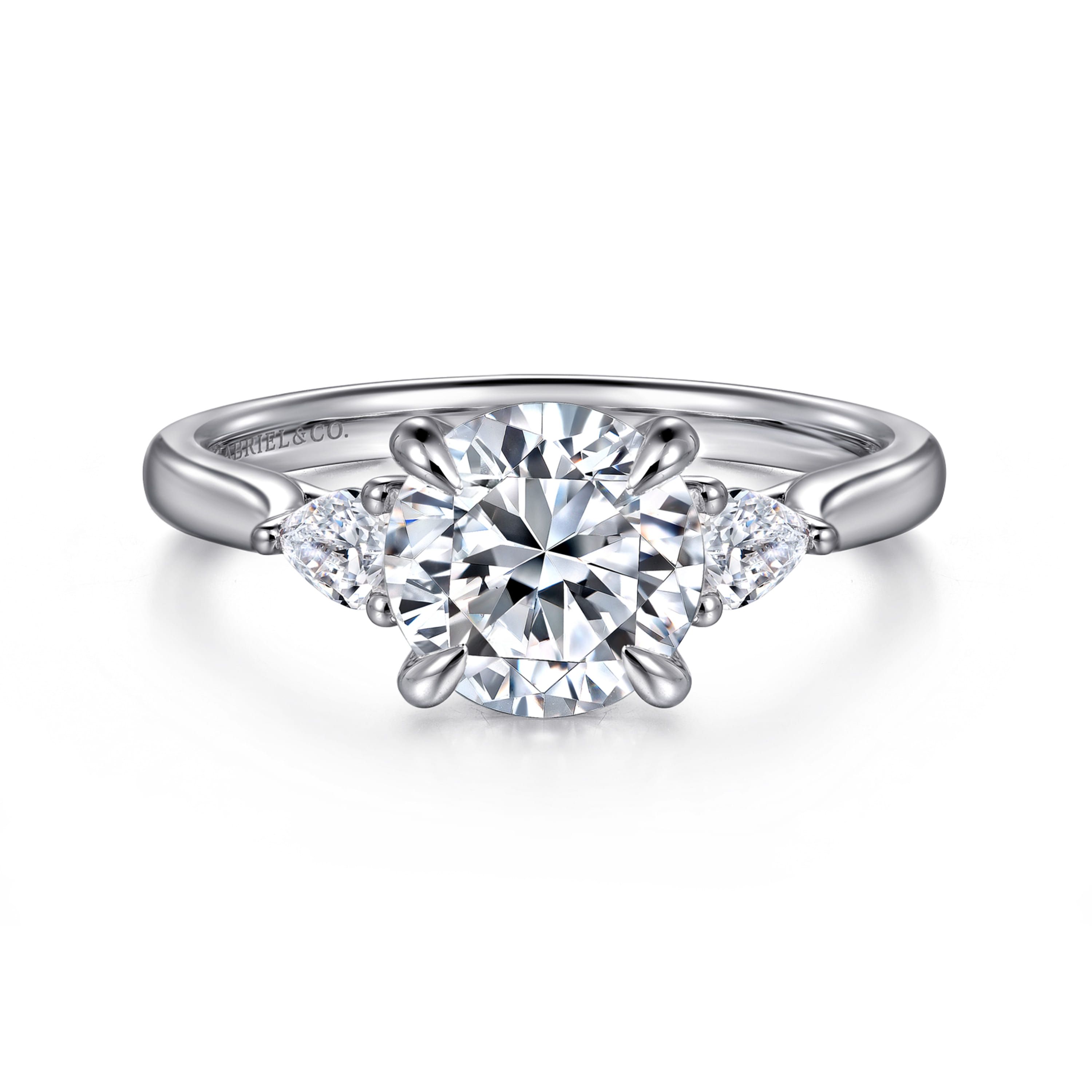 Gabriel & Co. Reema 14K 3 Stone Lotus Engagement Ring Setting