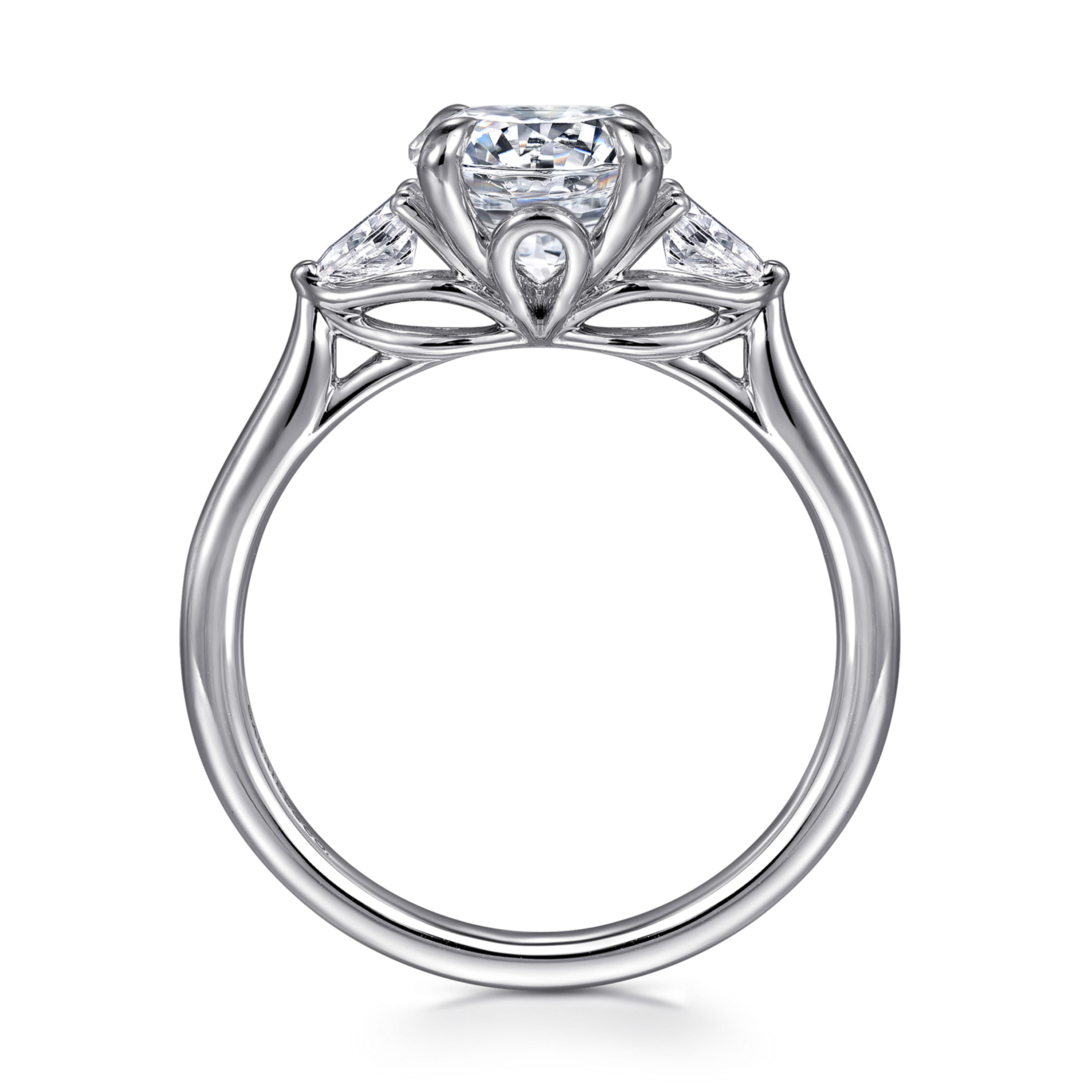 Gabriel & Co. Reema 14K 3 Stone Lotus Engagement Ring Setting