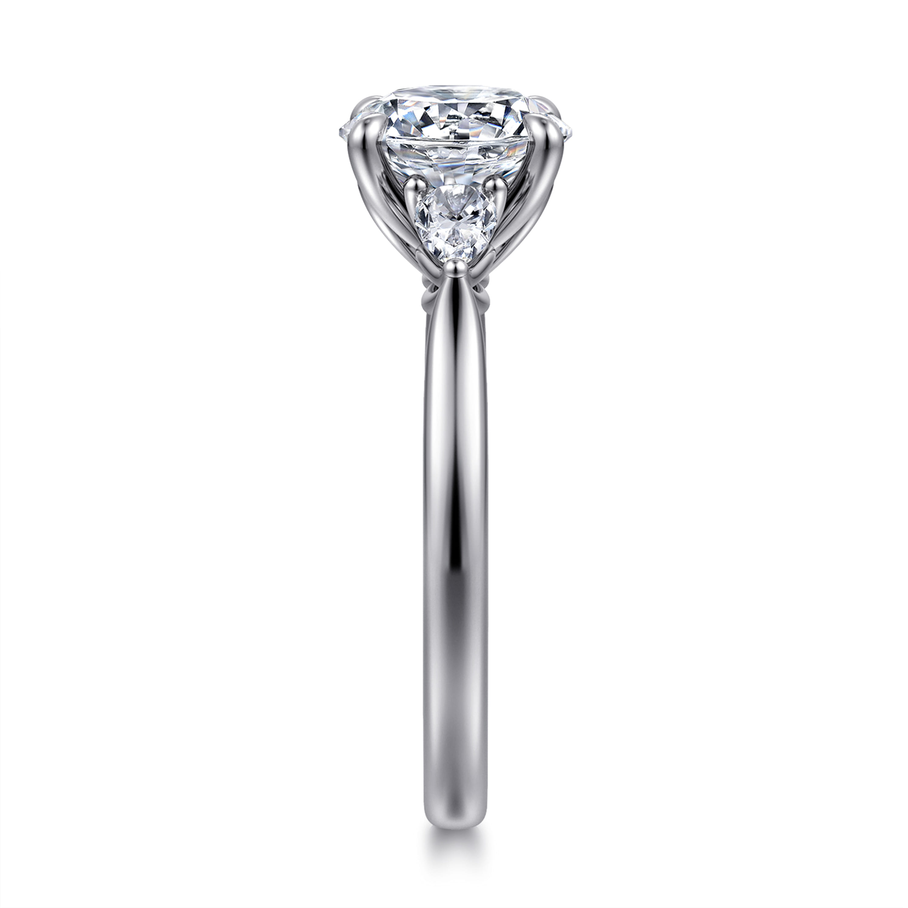 Gabriel & Co. Reema 14K 3 Stone Lotus Engagement Ring Setting