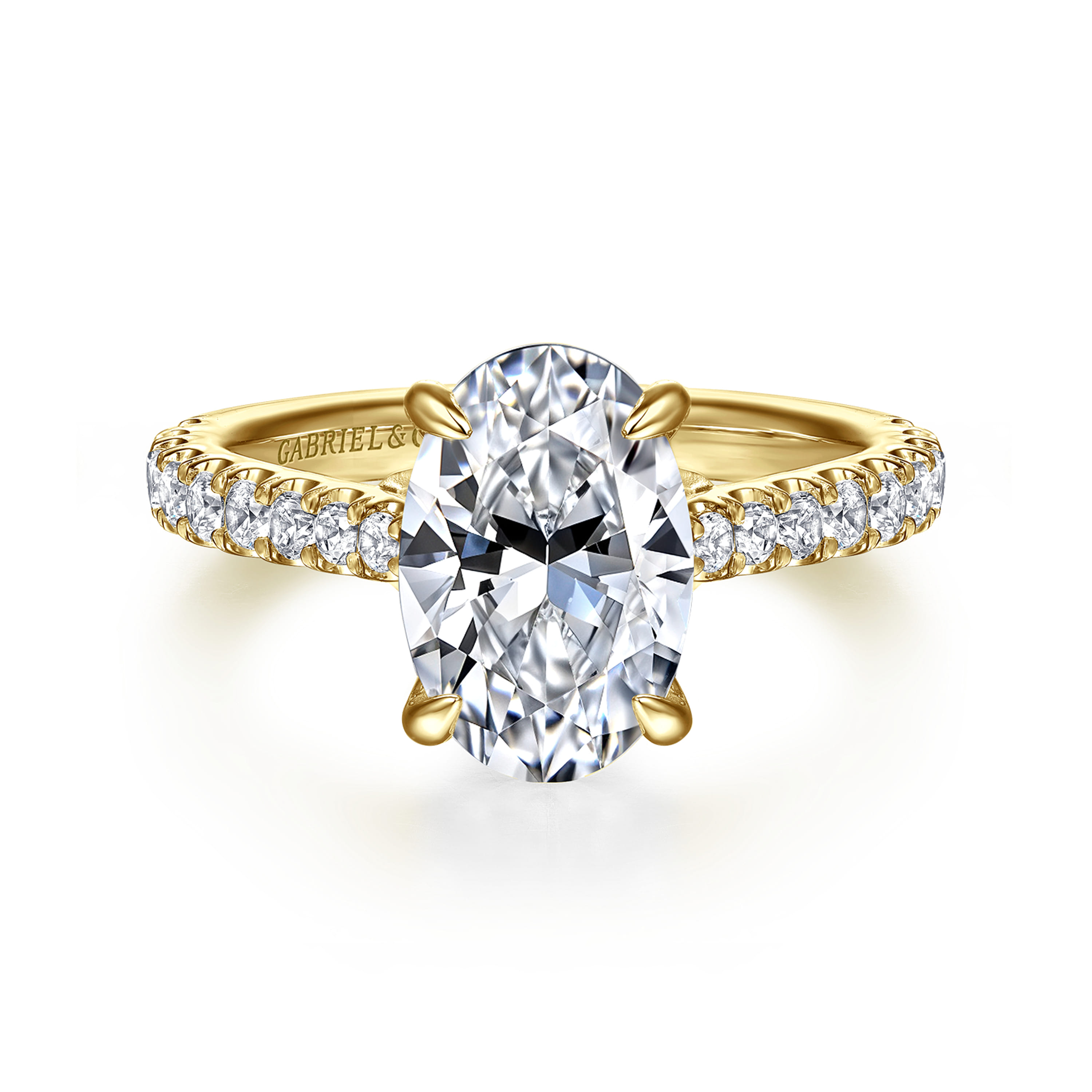 Gabriel & Co. Gaia 14K Oval Lotus Diamond Engagment Ring Setting