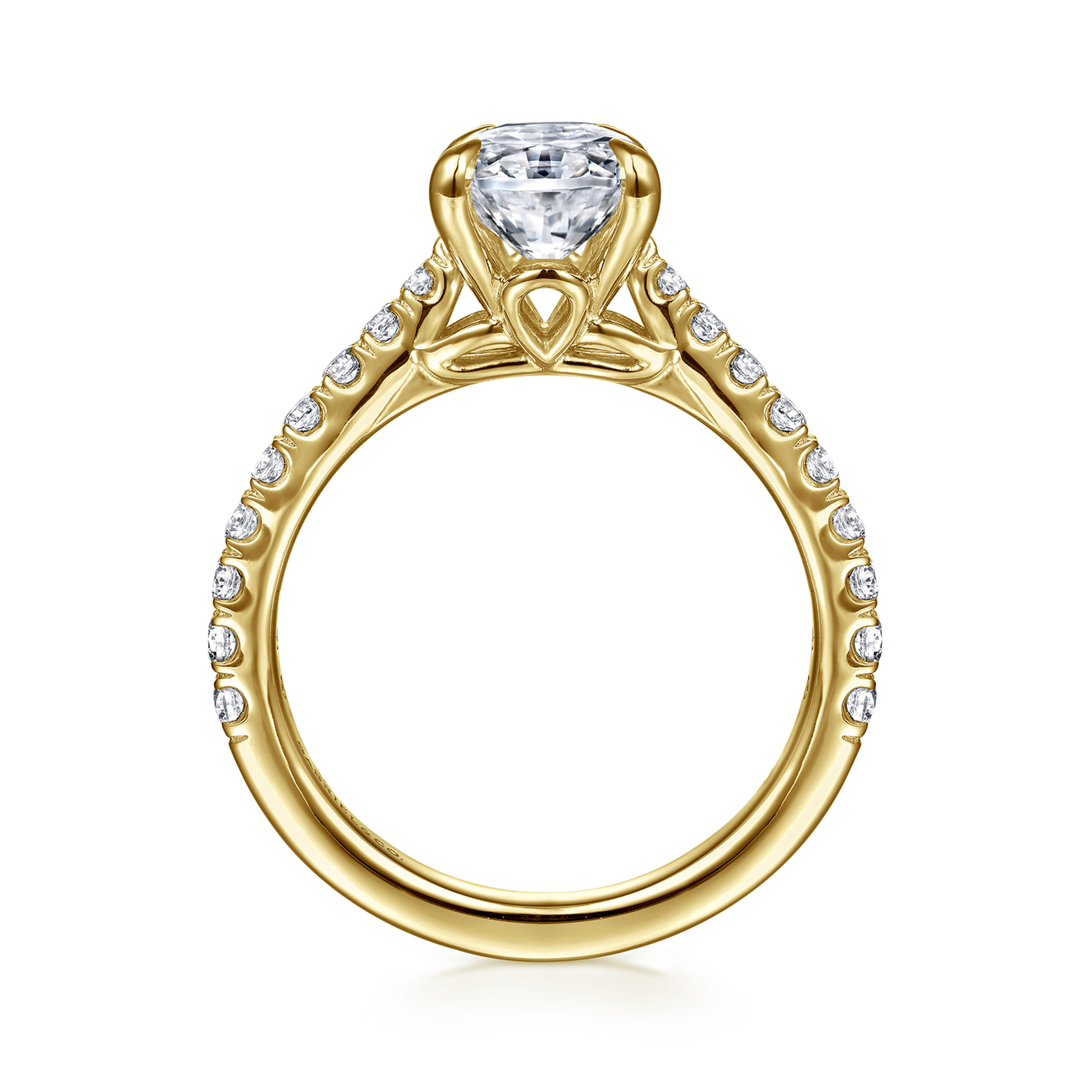 Gabriel & Co. Gaia 14K Oval Lotus Diamond Engagment Ring Setting