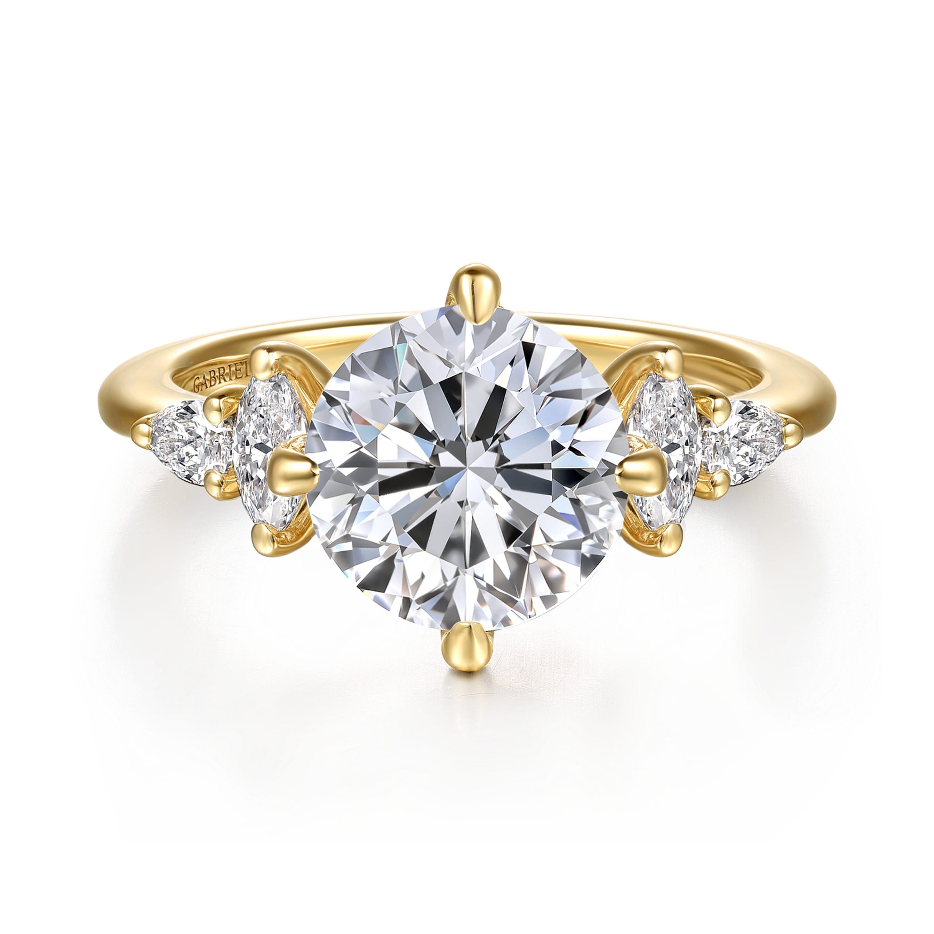 Gabriel & Co. Colton 14K Compass Prong Round Diamond Engagement Ring Setting