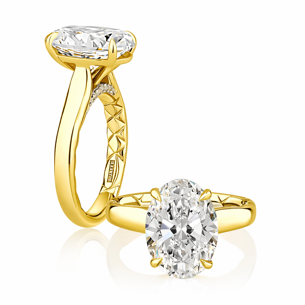 A. Jaffe 14K Yellow Gold 4ct Oval Center Diamond Semi-Mount Ring
