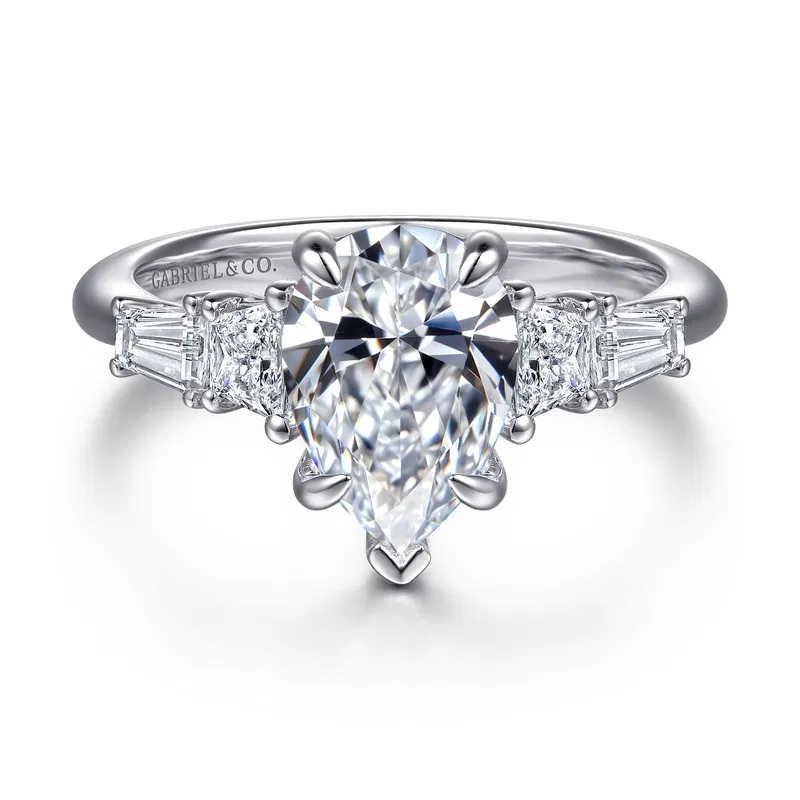 Gabriel & Co. 14K Pear Shape Diamond Semi-Mount Engagement Ring
