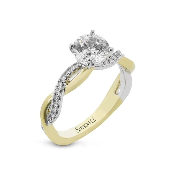 Simon G. 14K Two-Tone Round-Cut Criss-Cross Diamond Engagement Ring Mounting