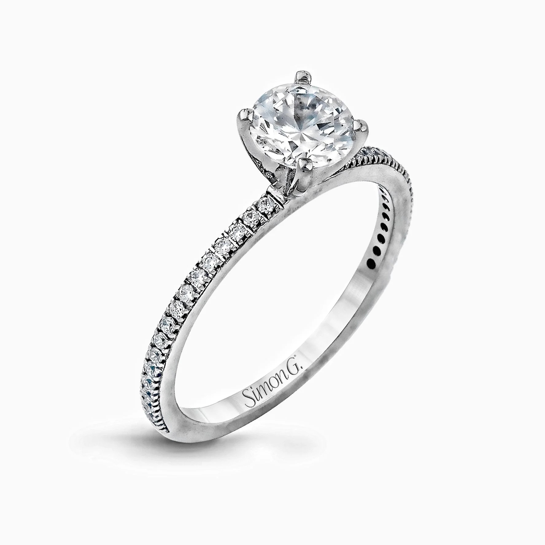Simon G. 18K Diamond Round-Cut Engagement Ring Mounting