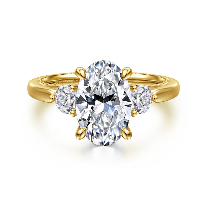 Gabriel & Co. Abbi 14K Yellow Gold 3 Stone Diamond Engagement Ring Mounting