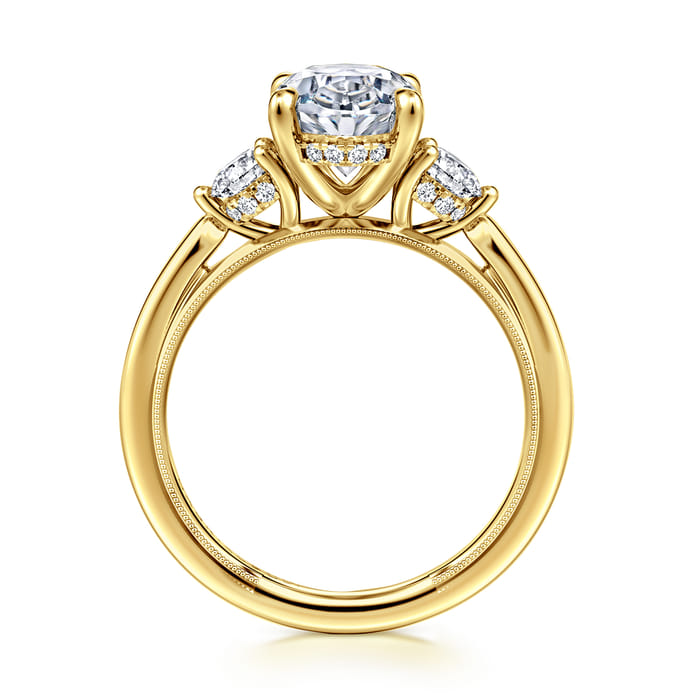 Gabriel & Co. Abbi 14K Yellow Gold 3 Stone Diamond Engagement Ring Mounting
