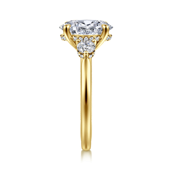 Gabriel & Co. Abbi 14K Yellow Gold 3 Stone Diamond Engagement Ring Mounting