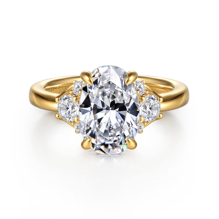 Gabriel & Co. 14K Yellow Gold Oval Lotus Diamond Engagement Ring Mounting